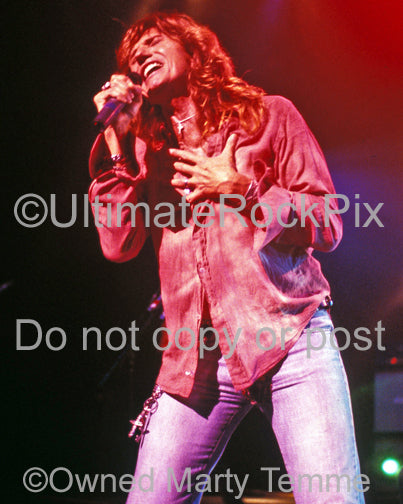 Photo of singer David Coverdale of Whitesnake in concert by Marty Temme