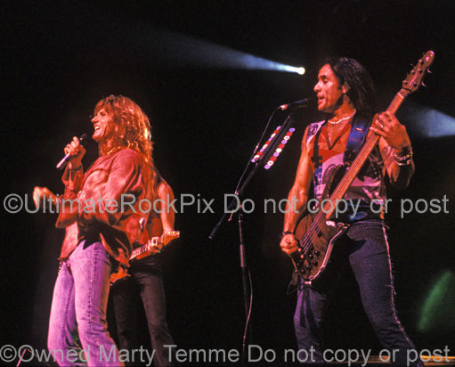 Photo of David Coverdale and Marco Mendoza of Whitesnake in concert by Marty Temme
