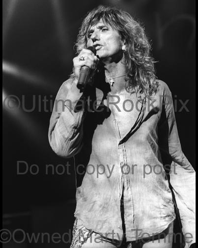 Black and White Phots of Singer David Coverdale of Whitesnake in Concert by Marty Temme