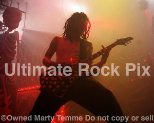 Photo of Jay Yuenger of White Zombie in concert in 1993 by Marty Temme