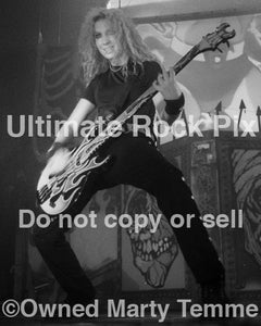 Black and white photo of Sean Yseult of White Zombie in concert in 1993 by Marty Temme